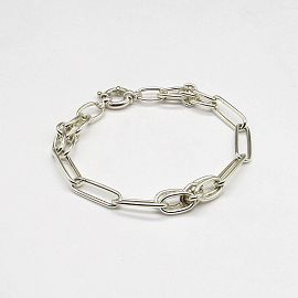 PULSERA OVALOS TRAMOS 944x19CM MARINERO /PLATA